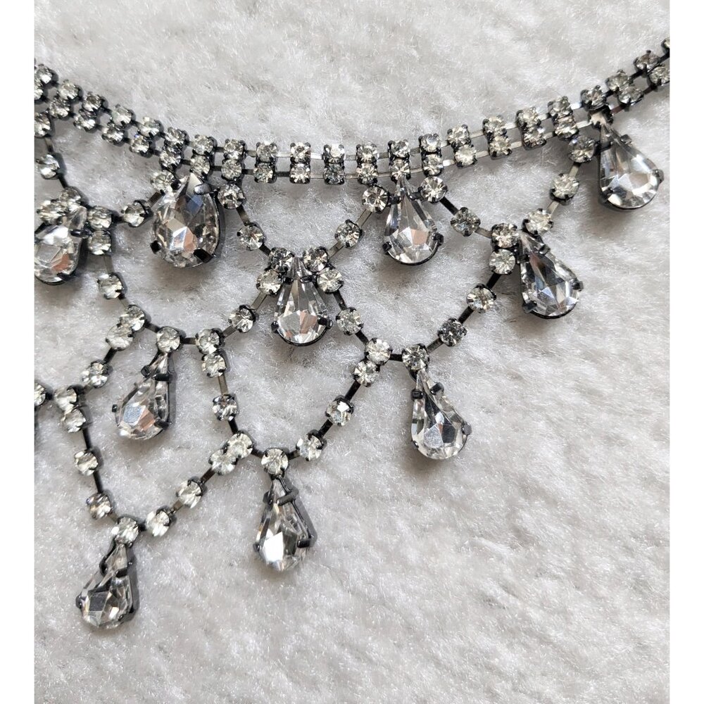 Xevana Czech Glass Rhinestone Drop Choker Necklace - EGL, Gothic Glamour - Picture 2 of 6